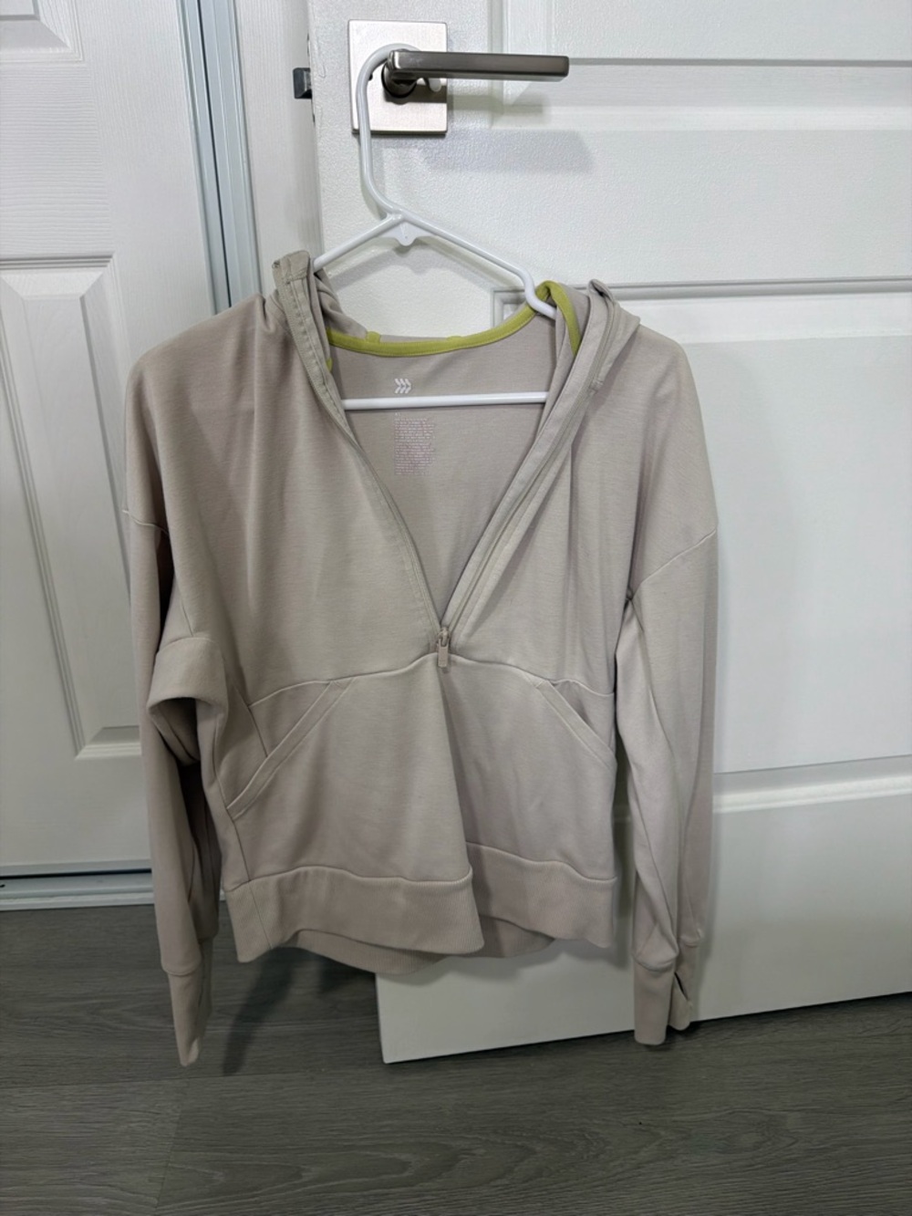 Light Beige Women's Half-Zip Hoodie Sweater